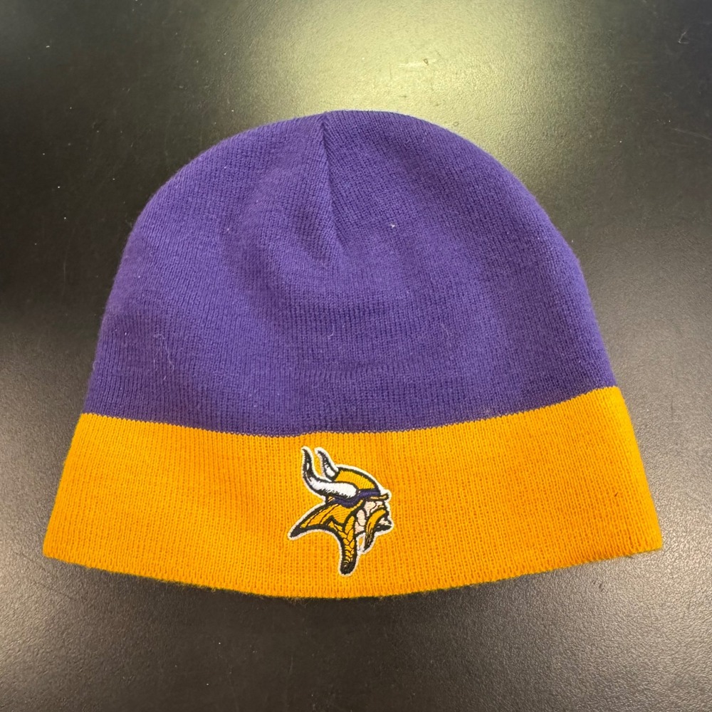 Reebok Minnesota Vikings Beanie Mens OS Purple Gold NFL Knit Hat Embroidered
